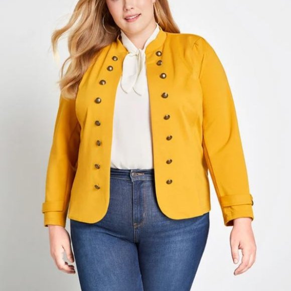 Modcloth Jackets & Blazers - NWT Modcloth Glam Believer Knit Jacket Yellow 1X